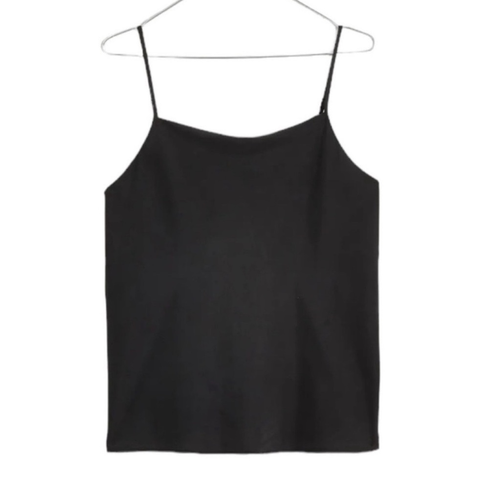 Madewell Sleeveless Silk Cami Top in True Black
